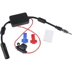 Car Stereo FM AM Radio Antenna Signal Amplifier 12V Power Supply DIN Plug Connector Adapter for Vehicle Truck SUV Car Audio Radio Stereo Receiver