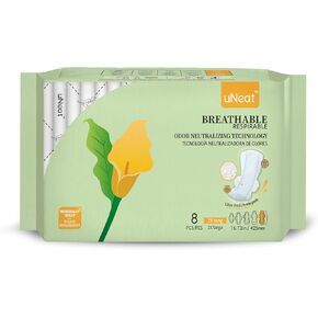 uNeat Mini with Wings Ultra-Thin Sanitary Pads for Women and Teen, Unscented, Eliminates Odor, Light Absorbency, Daily Use (Size Mini, 30 Count, 2-Pack)