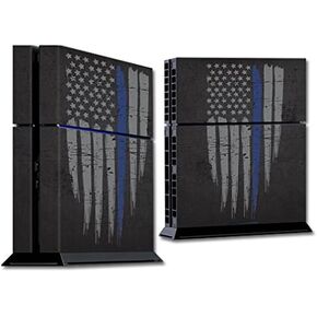 MightySkins Skin Compatible with Sony PS4 Console - Thin Blue Line | Protective, Durable, and Unique Vinyl Decal wrap Cover | Easy to Apply, Remove, and Change Styles | Made in The USA
