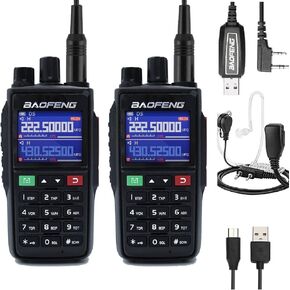 BAOFENG UV-22 Ham Radio Long Range (Upgraded of UV-5R) Handheld Walkie Talkies Long Range Two Way Radio with Copy Frequency, Programming Cable,Type-C Charging,2 Pack