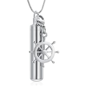 Car Charm & Cylinder Urn Necklace Hold Cremation Ashes Keepsake Memorial Jewelry + Box+Fill Kit