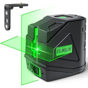 Laser Level Self-Leveling, Elikliv 197 FT Green Cross Line Laser Tool, Pulse Mode, 4 Brightness Adjustment, Ideal for Construction and DIY Projects, IP54 Waterproof