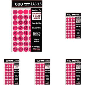 Sunburst Systems 7030 Pre-Priced Garage Sale Stickers (Labels),600 Count, Pink in Kuwait