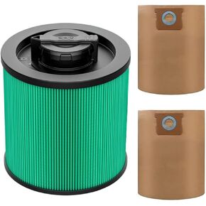 1 Pack DXVC6914 Vacuum Filter Replacement for Dewalt Wet Dry Vac 6-16 Gallon, Compatible with Dewalt DXV06P DXV09P DXV10P DXV10PL DXV10SA DXV12P DXV14P DXV16P+2 Pack DXVA19-4101 Vacuum Bags for DeWalt