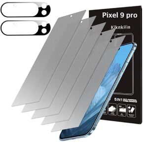 [5+2] 5 Anti-glare(matte) TPU film Screen protector + 2 Lens Protector compatible with Google Pixel 9 Pro 5G 2024 Easy to Install Scratch Resistant [Perfect Fit for 3D edge]