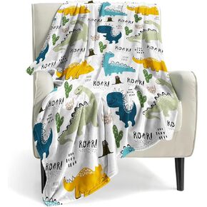 Dinosaur Blanket for Boys Girls, 300 GSM Soft Fleece Kids Blanket, Baby Boy Blanket is Suitable for Toddler Couch, Cute Blanket for Sofa Bedroom Living Room, Dinosaur Gifts for Children, 60"x50"
