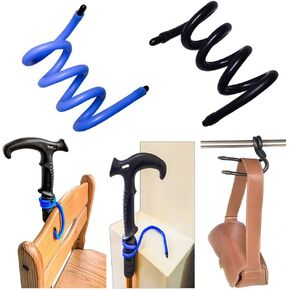Silicone metal flexible hooks, bendable into S shape or any desired form. Metal rope for bundling items. Ideal for cane fixation, washing machine door brackets, and extension pole hooks. set of 4.