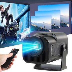 Mini Projector,HY320 Mini 4K 200 ANSI Projector with Wifi 6 and Bluetooth 5, Portable Projector Auto Keystone Correction,30"-130" Screen,180°Rotatable, Android 11.0 Smart Movie Projector