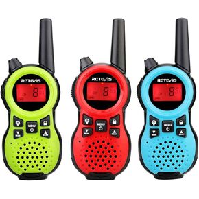 Retevis RT38 Walkie Talkies, 3 Pack 2 Way Radio Long Range 22 CH USB Port, VOX Hands Free Mini Size, Portable FRS Radio for Family Camping Traveling(Red Blue Green)