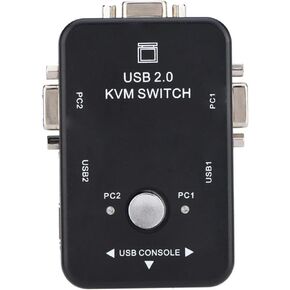 Fosa 2/4 Ports KVM Switch VGA Manual Switch Box USB 2.0 Video Sharing Switch Adapter for DOS,Win3X,Win95 / 98 / 98SE / 2000 / ME / X (2)