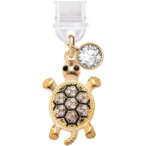 ELISE & FONDA TP364 Type-C USB Charging Port Anti Dust Plug Little Crystal Turtle Cell Phone Charm for iPhone 15 and Samsung/OnePlus/Xiaomi/oppo Android Phones (Black)