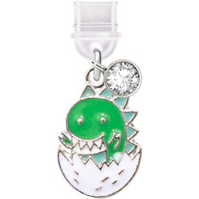 ELISE & FONDA TP307 Type-C USB Charging Port Anti Dust Plug Little Dinosaur Baby Cell Phone Charm for Samsung/Huawei/OnePlus/Xiaomi/oppo Android Phones (Green)