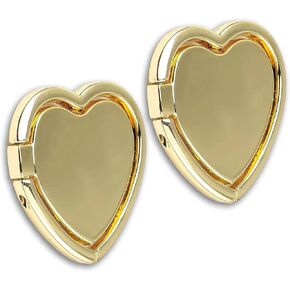 [2 Packs] Love Heart Shaped Glossy Finish Cell Phone Ring Holder Stand, 360 Degree Rotation Finger Ring Kickstand with Polished Metal Phone Grip for Magnetic Car Mount, Smartphone Accessories