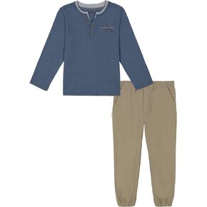 Calvin Klein baby-boys 2pc Knit Woven Pant Set