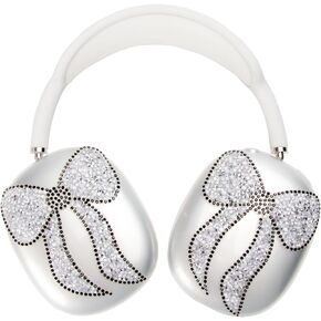 Case Compatible with Airpods Max Headphones Crystal Bow Tie Clear Protective Case Cover Headphones Bling Soft TPU Accessories Protector Compatible with Apple Airpods Max Black (Black)