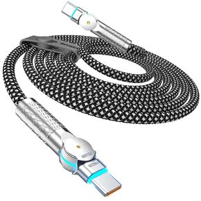 USB C to USB C Cable 10FT 240W, 180°Rotating USB C Cable Braided Type C Charger Cable Fast Charge for iPhone 15/15Pro/15Plus/15ProMax,MacBook Air,iPad Pro,Pixel,Samsung Galaxy S23/S24 Ultra-Black