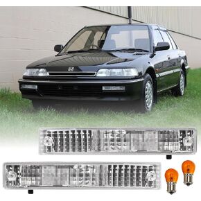 مصابيح زاوية USR DEPO 90-91 Civic ثلاثية الأبعاد - مجموعة مصابيح إشارة الانعطاف الأمامية لوقوف السيارات (يسار + يمين) متوافقة مع 1990-1991 Honda Civic 3 أبواب Hatchback (جميع العدسات الشفافة) in Kuwait