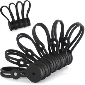 10PCS Magnetic Cable Ties Black, Maveek Twist Tie Magnetic Cord Organizer Wire Ties With Hole, Zip Ties For Earphones USB Charging Cord Wraps Freezer Magnet