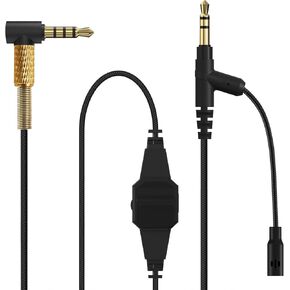 Audio Cable Boom Mic for V-Moda Crossfade 2, LP, LP2, M-200, M-100, M-80, V-80 Headphones, 3.5mm TRRS to TRS Replacement Aux Cord with Inline Microphone and Volume Control (6.5 ft / 2 m)