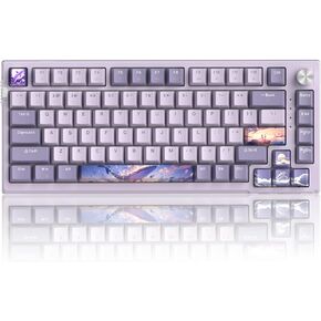 MageGee SKY81 75% Wireless Gasket Mechanical Gaming Keyboard, Hot Swappable RGB Custom Creamy Keyboard w/ 5-Layer Padding, BT/2.4G/USB-C, Knob Control, NKRO for Win/Mac (Dreamy Sky, Violet Switch)