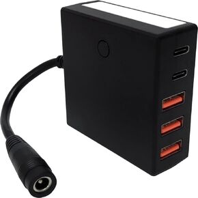 12V 24V to USB 5V Step Down Converter Power Adapter, 12 Volt USB C Charger Multi Port, DC 8V-30V to Type-C 5 Volt 12A 60W Buck Module.