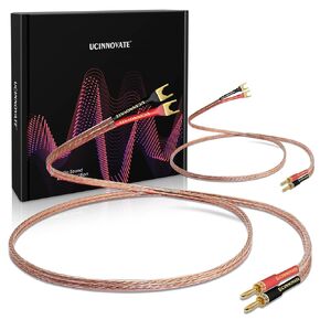 2 Pack 12AWG 4m High-End HiFi OFC Speaker Cable with Banana Plugs, 1 Pair Bi-Wire Cold Welding Oxygen Free Copper Speaker Wire Cable with 4mm Gold Plated Banana Plugs for Audio Home Theater