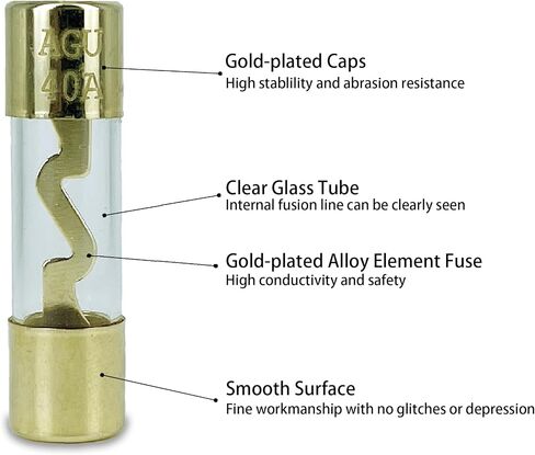 30A AGU Gold Plated Glass Fuse 30 Amp Car Audio Pack of 5 AGU Fuse for Car/Auto/Marine Audio Stereo Amplifier Power Protection in Kuwait