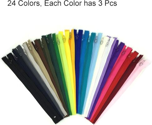 سحابات للخياطة، DOITEM 48 قطعة 40 سم/16 بوصة سحابات لفائف نايلون متعددة الألوان للخياطة والحرف اليدوية 24 لونًا in Kuwait