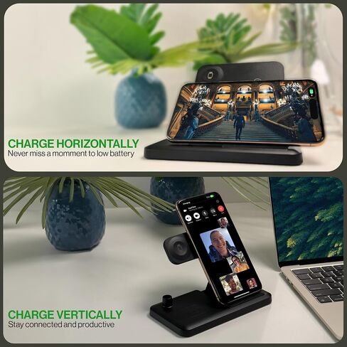Fast Wireless Charging Station 4-in-1 for iPhone 15/14/13/12/11/Pro/Pro Max, Apple Watch 9/8/Ultra 2/Ultra/SE/7/6/5/4/3/2, AirPods Pro/3/2/1, Apple Pencil - Foldable Stand, Black in Saudi Arabia