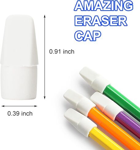 Pencil Erasers Caps Bulk, Ezzgol 128 Pcs Pencil Top Erasers Cap, 6 Assorted Colors Arrowhead Caps Erasers Latex Free Pencil Eraser Toppers for Kids Teachers in Kuwait