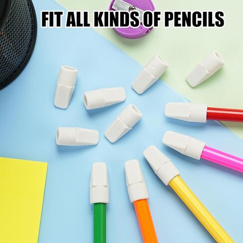 Pencil Erasers Caps Bulk, Ezzgol 128 Pcs Pencil Top Erasers Cap, 6 Assorted Colors Arrowhead Caps Erasers Latex Free Pencil Eraser Toppers for Kids Teachers in Kuwait