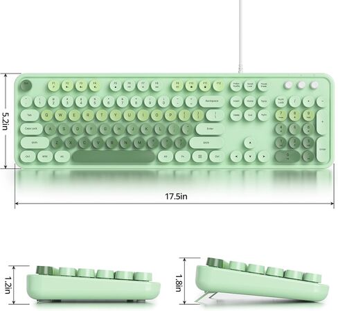 Retro Punk Keyboard,Full Size Typewriter Green Keyboard Floating Key Design, Wired USB, with Foldable Stands Compatible with PC/Mac/Laptop/Computer Keyboard(Green) in Saudi Arabia