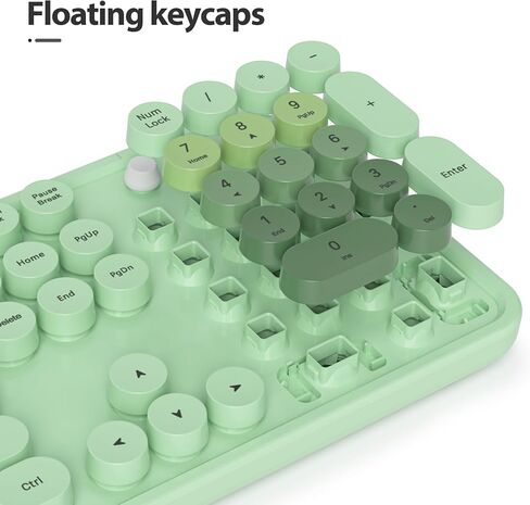 Retro Punk Keyboard,Full Size Typewriter Green Keyboard Floating Key Design, Wired USB, with Foldable Stands Compatible with PC/Mac/Laptop/Computer Keyboard(Green) in Saudi Arabia