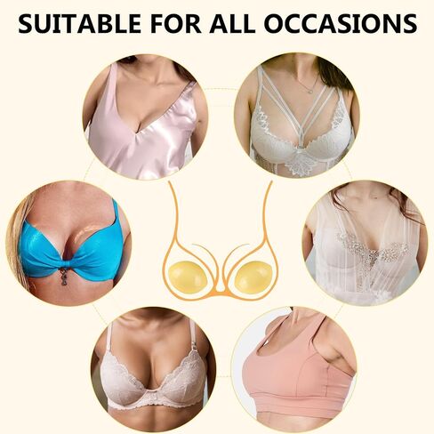Geckowi Bra Pad Inserts 2 Pairs and Pasties Nipple Covers 4 Pairs for Women, Reusable Adhesive Silicone Nipple Covers in Saudi Arabia