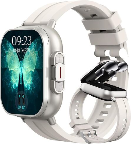 Smart Watch with Earbuds, Make/Answer Calls Wireless Earphones, Fitness Watch Heart Rate Monitor Blood Pressure Sleep Tracker Step Calories Counter, 2.01" Screen Smartwatches for iOS Android in Kuwait