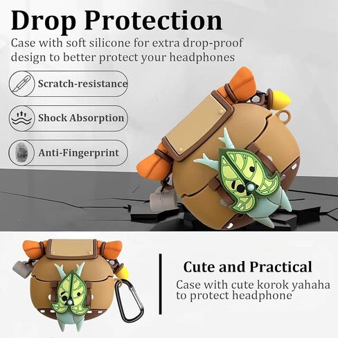 [3 in 1] Korok Case Compatible with Samsung Galaxy Buds3/Galaxy Buds3 Pro with Keychain, Cute Anime Cartoon Yahaha Soft Silicone Funny Shockproof Case Cover with Cleaning Kit in Saudi Arabia