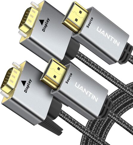 UANTIN HDMI to VGA Cable Adapter 3.3FT |Anti-Interference Gold-Plated Plugs| 1080P Aluminum HDMI Source to VGA Display Braided Cord (Male to Male) for PC,Laptop,Xbox,Graphics Card,Monitor More in Saudi Arabia
