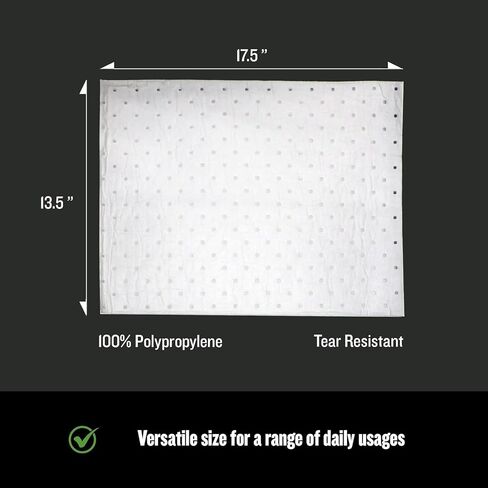 FlashDry Oil Absorbent Pads – High Absorbency of Oil-Based Liquids, Water-Repellent, Tear-Resistant, Premium Mats, Ideal for Garage, Driveway, Automotive, Marine Use, 17.5" x 13.5", 100-Count Box in Saudi Arabia