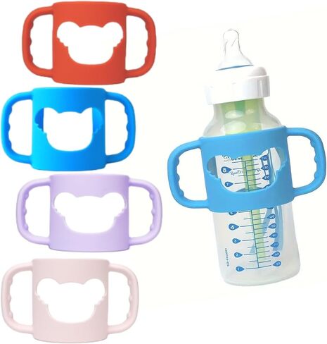4 Pcs Baby Bottle Handles, Silicone Bottle Handles for Dr Brown Narrow Baby Bottles, Baby Bottle Holder with Easy Grip Handles to Hold Their Own Bottle, BPA Free Universal Bottle Handle Cover in Saudi Arabia