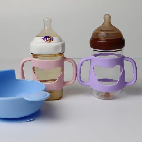 4 Pcs Baby Bottle Handles, Silicone Bottle Handles for Dr Brown Narrow Baby Bottles, Baby Bottle Holder with Easy Grip Handles to Hold Their Own Bottle, BPA Free Universal Bottle Handle Cover in Saudi Arabia