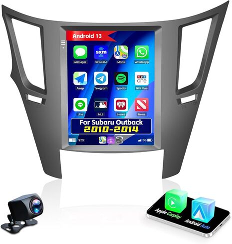 ستيريو سيارة Android 13 لسيارة Subaru Outback Legacy 2010-2014 مع Apple Carplay اللاسلكي Android Auto، راديو سيارة بشاشة لمس عالية الدقة 9.7 بوصة مع نظام ملاحة GPS، واي فاي، بلوتوث، راديو FM/RDS SWC+كاميرا خلفية AHD in Saudi Arabia