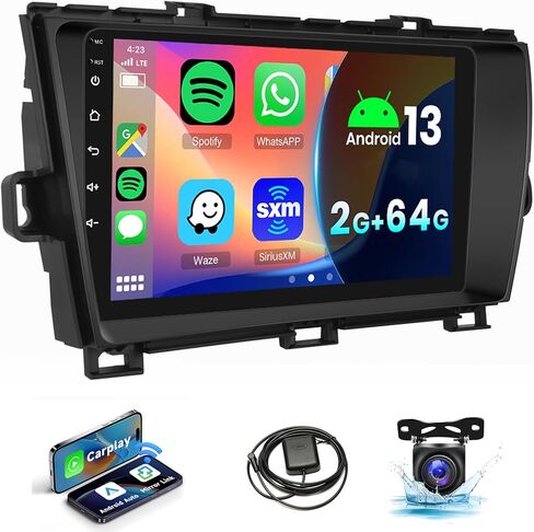 2G+64G لسيارة Toyota Prius 2010-2015 Android Car Stereo Radio Carplay Android Auto، Rimoody شاشة لمس 9 بوصة نظام تحديد المواقع GPS بلوتوث FM HiFi WiFi + كاميرا احتياطية AHD in Saudi Arabia