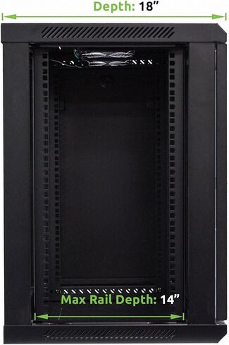 NavePoint 12U Deluxe IT Wallmount Cabinet Enclosure 19-Inch Server Network Rack with Locking Glass Door 16-Inches Deep Black with Shelves in Saudi Arabia