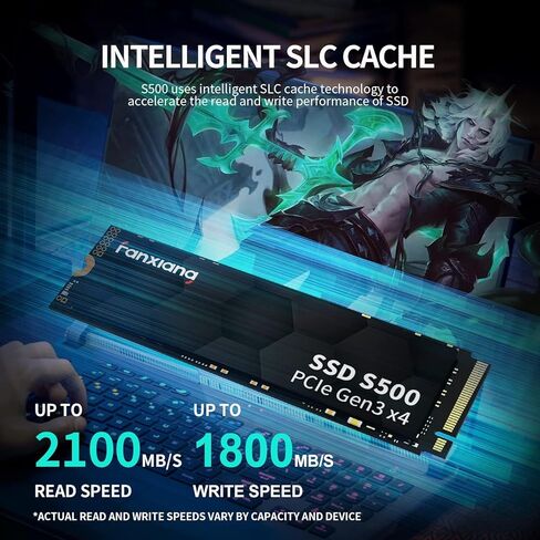 محرك أقراص fanxiang S500 1TB SSD M.2 NVMe PCIe Gen3x4 3D NAND TLC محرك أقراص الحالة الصلبة الداخلي يصل إلى 2100 ميجابايت/ثانية متوافق مع أجهزة الكمبيوتر المحمول وسطح المكتب in Saudi Arabia