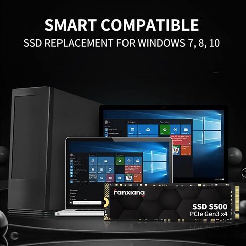 محرك أقراص fanxiang S500 1TB SSD M.2 NVMe PCIe Gen3x4 3D NAND TLC محرك أقراص الحالة الصلبة الداخلي يصل إلى 2100 ميجابايت/ثانية متوافق مع أجهزة الكمبيوتر المحمول وسطح المكتب in Saudi Arabia