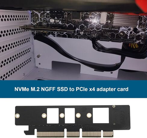 The Lord of the Tools NVMe M.2 M-Key NGFF NVME AHCI SSD to PCIe Express 3.0 16x 4X to NVMe M.2 Adapter Card for 110mm 80mm SSD 128x36mm, Black in Saudi Arabia