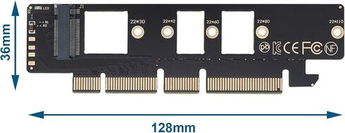 The Lord of the Tools NVMe M.2 M-Key NGFF NVME AHCI SSD to PCIe Express 3.0 16x 4X to NVMe M.2 Adapter Card for 110mm 80mm SSD 128x36mm, Black in Saudi Arabia