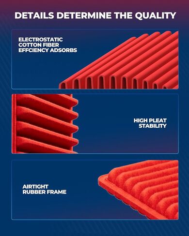 فلتر هواء محرك KAX، GAF010 (CA10169) بديل فلتر الهواء لـ RAV4، Avalon، Camry، ES350، Corolla XRS، Matrix، Venza، tC، xB، Vibe، عمر أطول بنسبة 200% in Kuwait