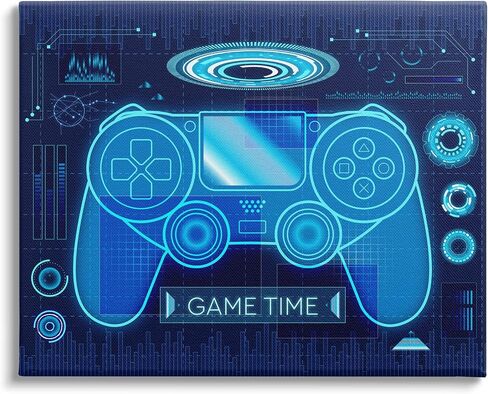 وحدة تحكم الألعاب Stupell Industries Game Time Bold Blue ذات طابع الكمبيوتر، من تصميم Ziwei Li، 48 × 36 in Saudi Arabia