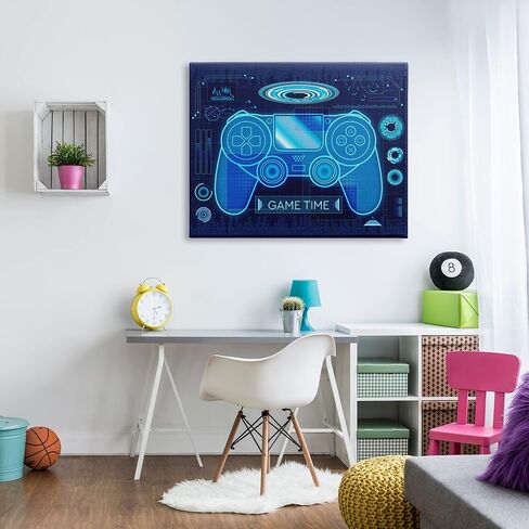 وحدة تحكم الألعاب Stupell Industries Game Time Bold Blue ذات طابع الكمبيوتر، من تصميم Ziwei Li، 48 × 36 in Saudi Arabia